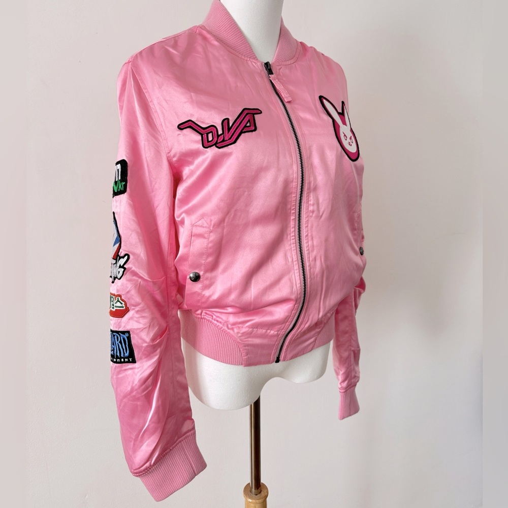 D.va pink embroidered bomber jack overwatch NWOT